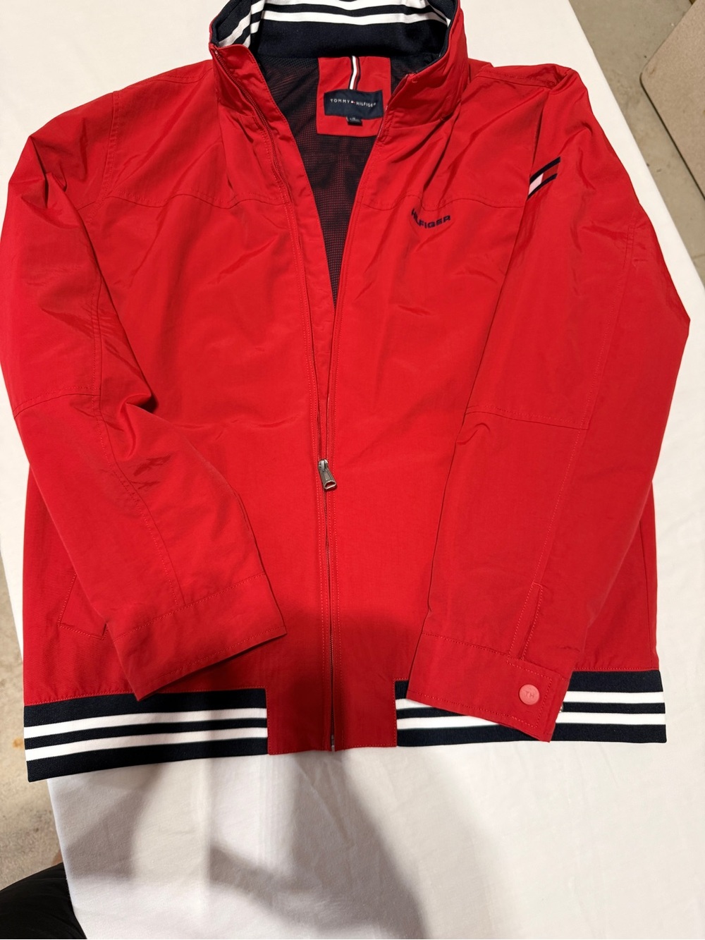 Tommy Hilfiger Red Bomber Jacket with Navy & White Trim